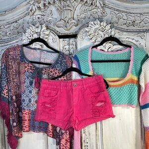 Curated Three Piece Y2K Bundle Graphic Button